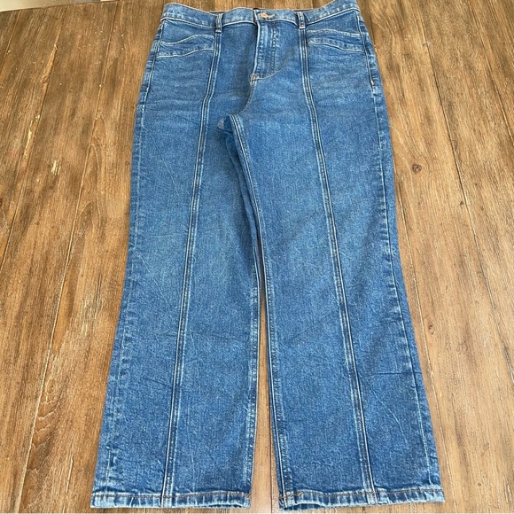 Express Supper High Rise Jeans Women’s 12 Ankle Cropped Jeans Straight Leg Blue - Picture 6 of 9